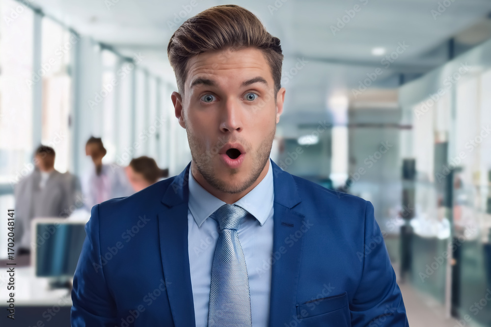 Obraz premium Mann im Büro verblüfft