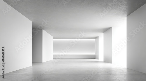 Wallpaper Mural Minimalist Architecture Interior with White Walls and Concrete Floor, Modern Empty Space Design, and Bright Natural Light Torontodigital.ca