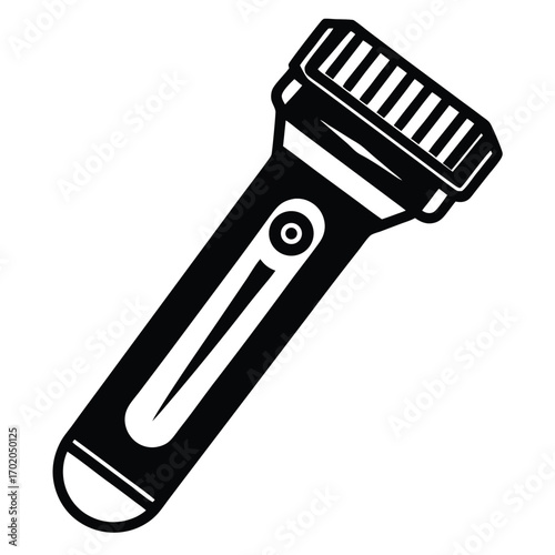 Simple Black and White Illustration of Modern Electric Razor for Personal Grooming