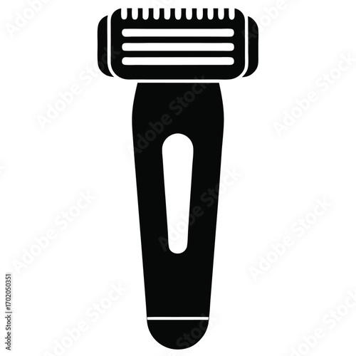 Silhouette of a Modern Back Shaver with Textured Head and Ergonomic Handle Design