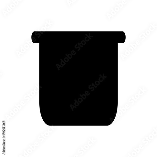 Illustration of a black container with rounded corners and a protruding top edge on a white background
