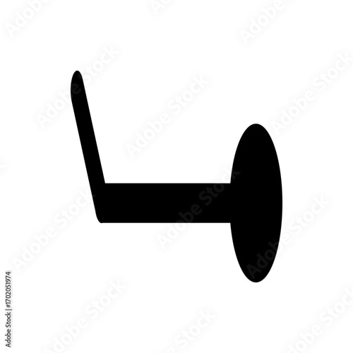 Black line with a bent end and a circle on the other end, all on a white background in a simple design