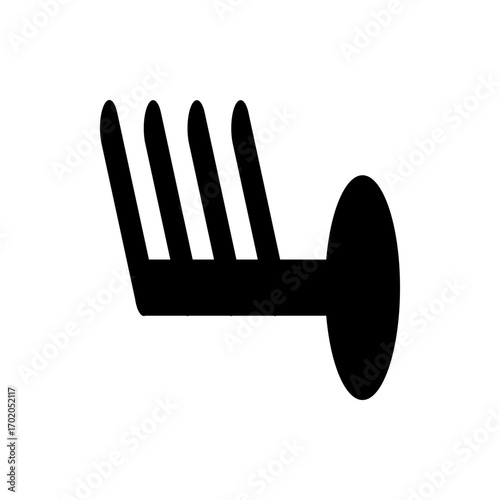 Weather symbol depicting a moderate wind with three barbs extending from a horizontal line and a circle