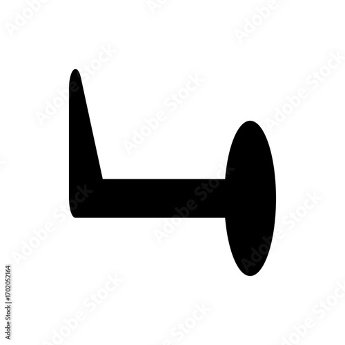 Illustration of a black wind barb symbol with a triangle on one end and a circle on the other side