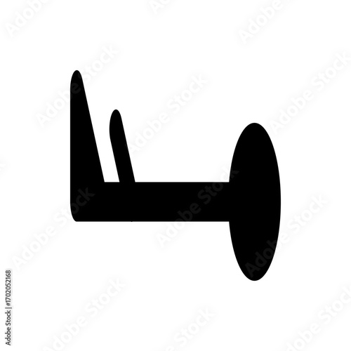 Black wind barb symbol indicating wind direction and speed with a triangle and a circle shape element