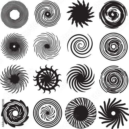 "Abstract Spiral and Swirl Line Art Set – Hypnotic, Geometric, and Circular Designs"