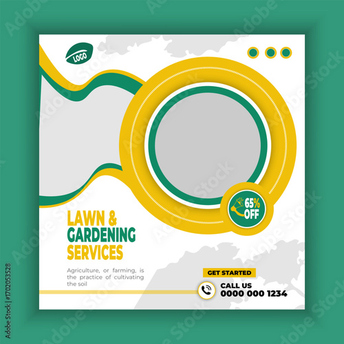 Lawn or gardening service facebooks cover or web banner template