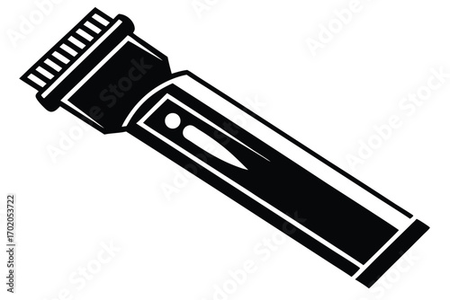 Black and White Illustration of a Modern Flashlight with Switch and Battery Compartment