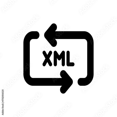 Illustration of a black rounded rectangle containing the white text xml centered within the shape clearly visible