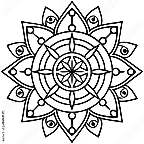 Intricate spiritual mandala design for adult coloring pages peaceful zen abstract pattern 