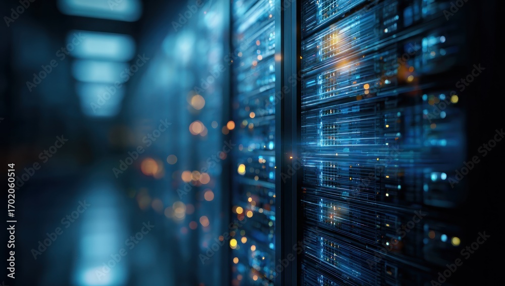 Obraz premium Server Room: Data Center Network Technology