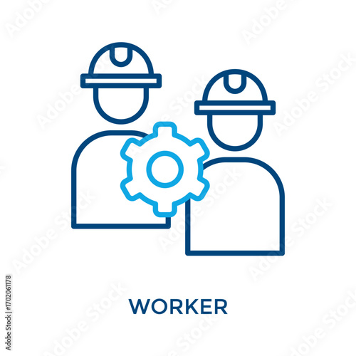 Worker Icon Outline Color Style. Vector Illustration For Graphic Design