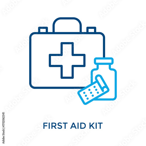 First Aid Kit Icon Outline Color Style. Vector Illustration For Graphic Design