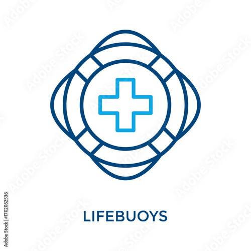 Lifebuoys Icon Outline Color Style. Vector Illustration For Graphic Design