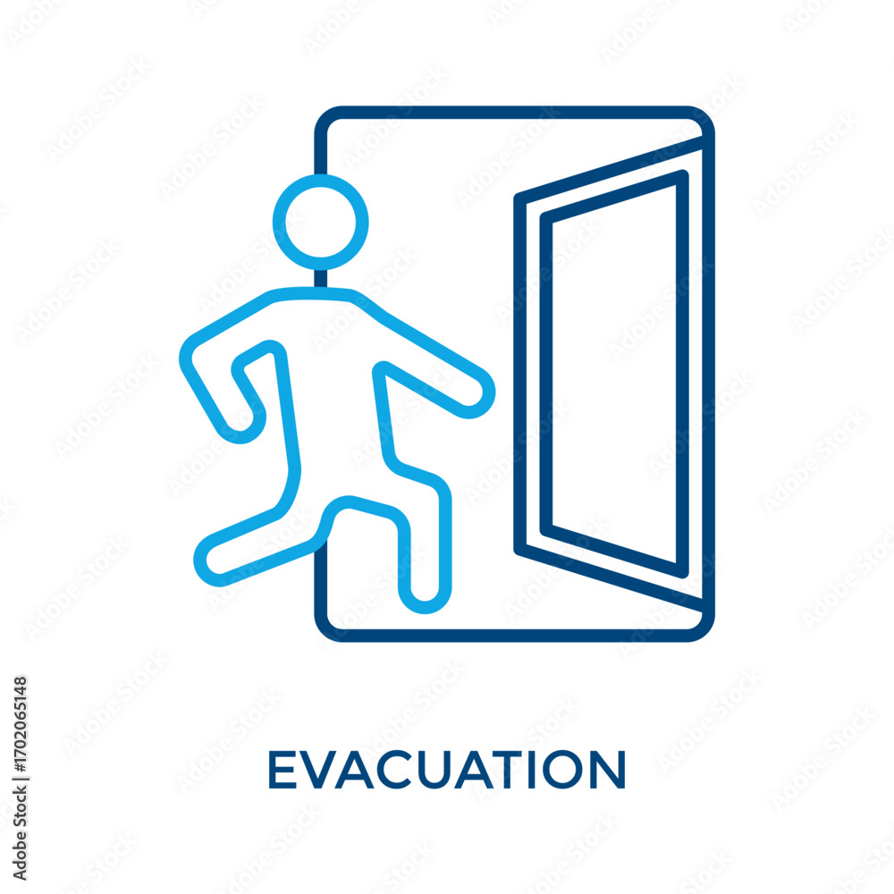 Fototapeta premium Evacuation Icon Outline Color Style. Vector Illustration For Graphic Design