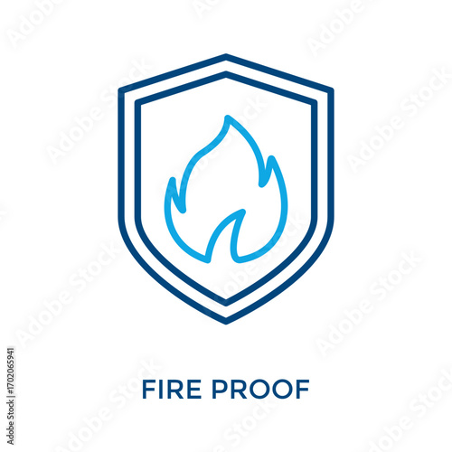 Fire Proof Icon Outline Color Style. Vector Illustration For Graphic Design