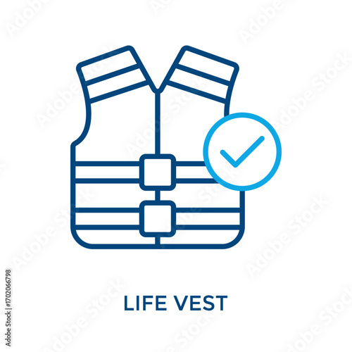 Life Vest Icon Outline Color Style. Vector Illustration For Graphic Design