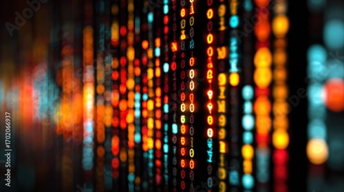 Wallpaper Mural Abstract Digital Stream:  A Symphony of  Binary Code and Vibrant Hues Torontodigital.ca