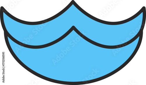 Minimalist Line Art Water Wave Illustration Simple Ocean Element Graphic