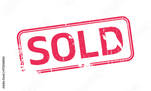 A red sold stamp on a transparent background indicating an item has been purchased. Vector illustration. rubber stamp with text