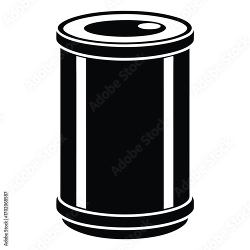 Black and White Graphic of a Soda Can with Visible Pull Tab on Top