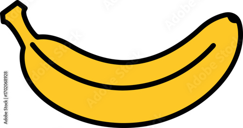 Simple Outline Fresh Ripe Yellow Banana Fruit Illustration Graphic