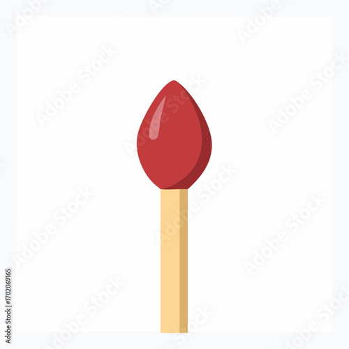 Isolated matchstick with red head on a white background. Vector illustration.