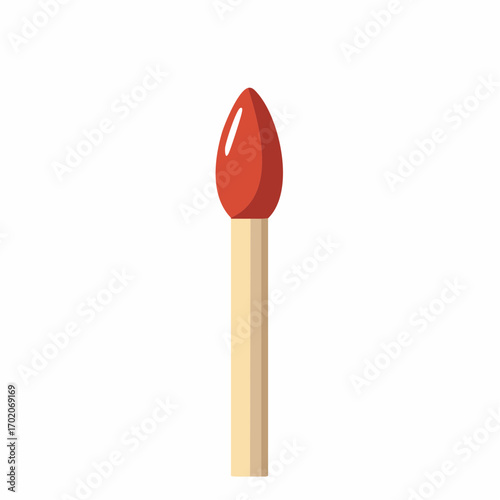 Unlit matchstick illustration showcasing red tip against a plain background for creative designs