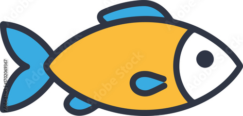Simple Outline Aquatic Fish Graphic Marine Life Icon Illustration