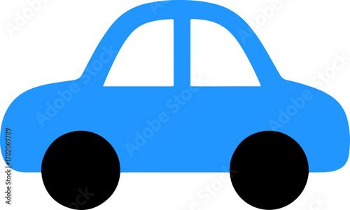 Simple Flat Design Blue Car Transportation Vehicle Illustration Graphic Element