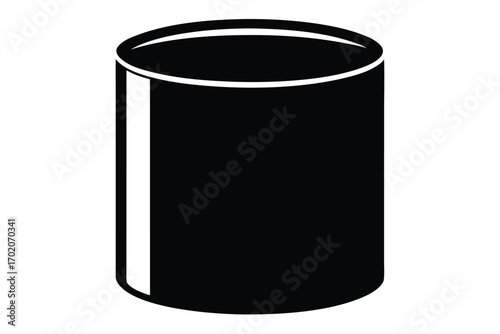 Stylized Black Silhouette of a Metal Food Can Vector Graphic Element