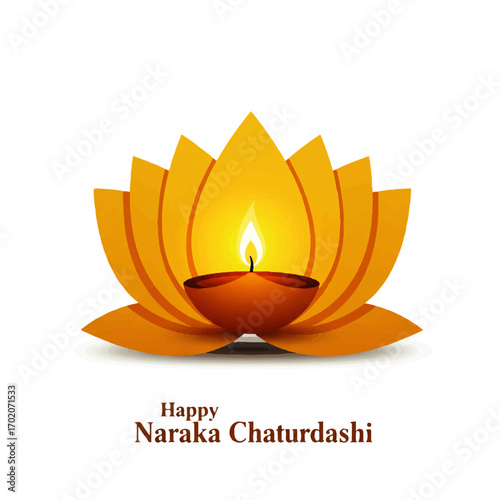 Golden Lotus Diya for Naraka Chaturdashi Festival.