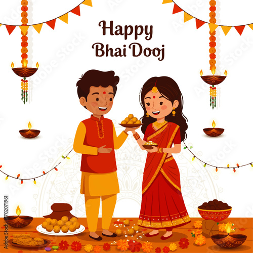 Happy Bhai Dooj Celebration with Brother and Sister.