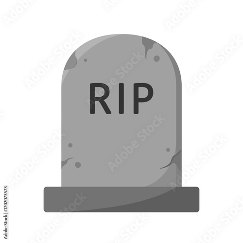 A gray tombstone with "RIP" written on it.