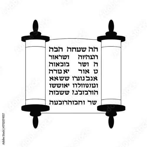 Sacred Torah Scroll Jewish Religious Symbol.