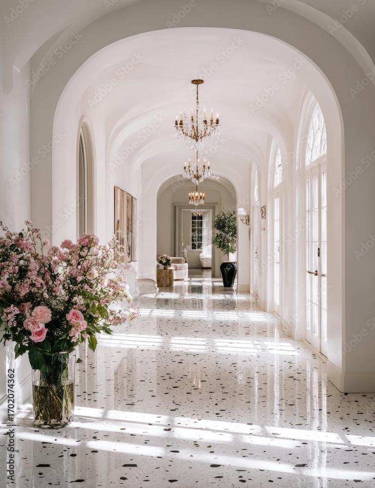 Fototapeta premium White hallway with arched ceilings