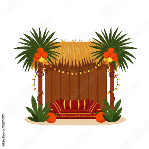 Traditional Sukkah for Sukkot Festival Celebration.