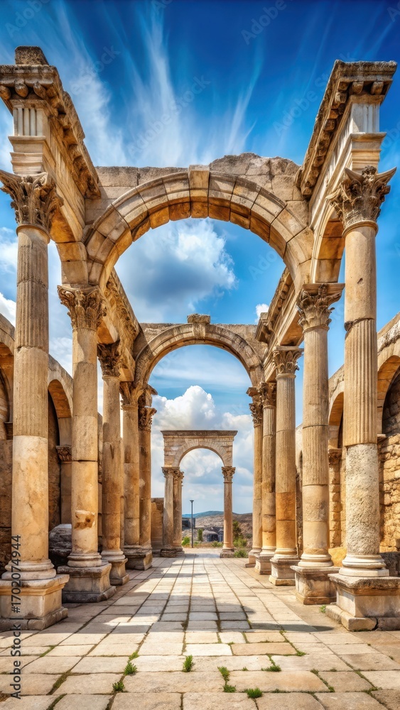 Obraz premium Ancient Roman ruin with columns and arches on Cybele square