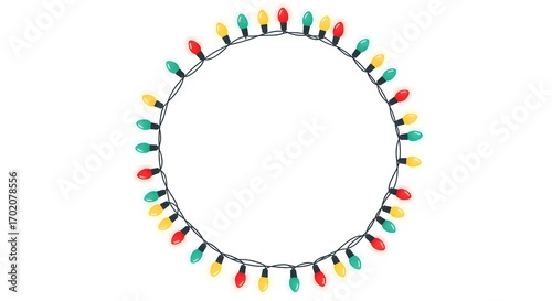 Christmas lights arranged in a circle, creating a festive glow