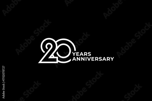 20 years Anniversary celebration, modern illustration black and white editable stock vector illustration