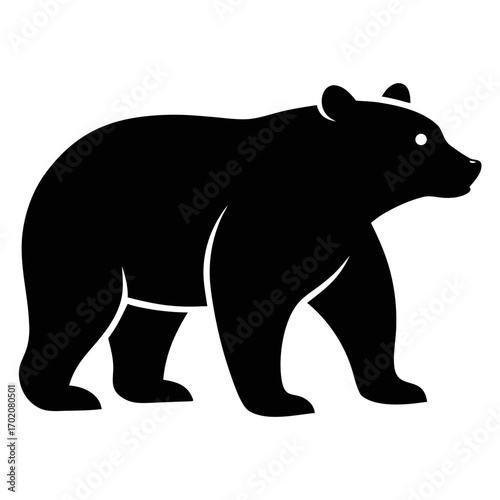 A simple vector silhouette of a wild bear, perfect for a cute cartoon animal illustration