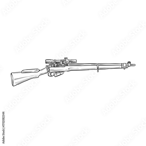 old sniper rifle vector hand drawn illustration