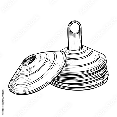 football training cones vector hand drawn illustration