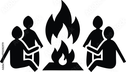 Friends campfire vector icon.