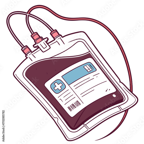 Blood donation bag illustration for medical and healthcare concepts blood transfusion and blood donation awareness