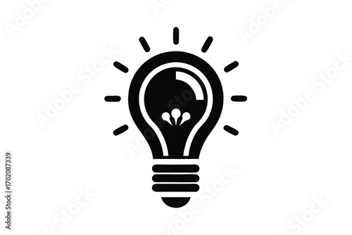 light bulb icon black and white silhouette