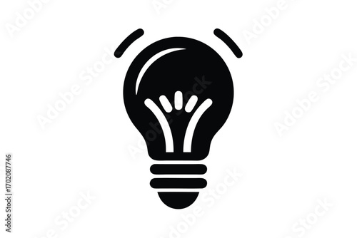 light bulb icon black and white silhouette