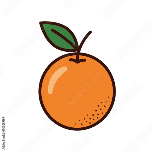 Illustration of a whole orange with a leaf.