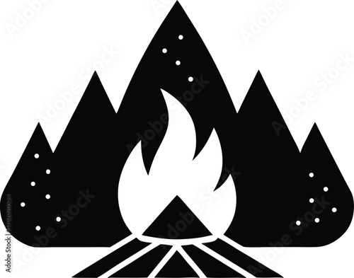 Winter campfire vector icon.