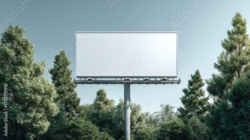 Wallpaper Mural Blank Billboard Mockup Surrounded by Green Trees Against a Light Blue Sky for Outdoor Advertising Torontodigital.ca